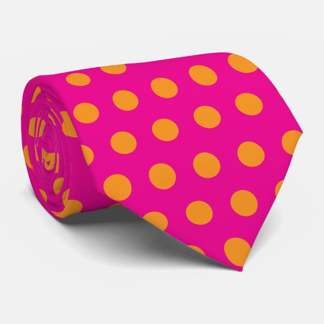 Pink Orange Abstract Patterns Polka Dot Gift Favou Tie (Rolled)