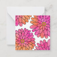 Pink Orange Abstract Watercolor Zinnias
