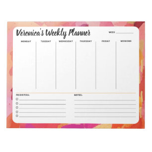 Pink Orange Abstract Weekly To Do List Notepad