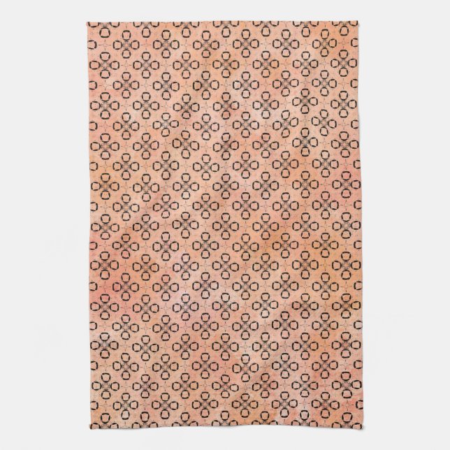 Pink, Orange, and Black Retro Pattern Kitchen Towel (Vertical)