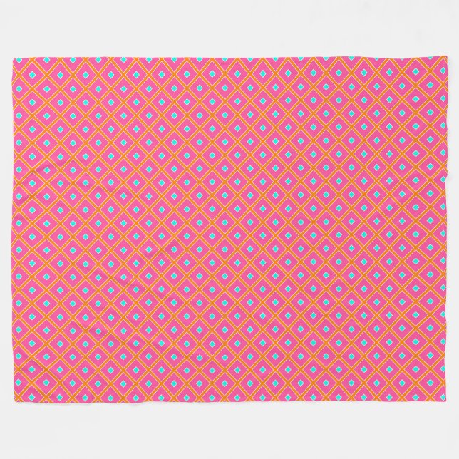 Pink Orange and Blue Diamond Fleece Blanket (Front (Horizontal))