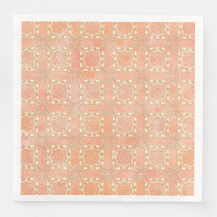 Pink Orange and Cream Metallic Filigree Pattern Napkin