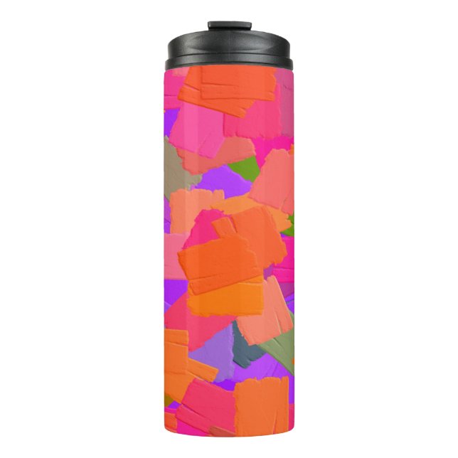 Pink, Orange and Purple Abstract Thermal Tumbler (Front)