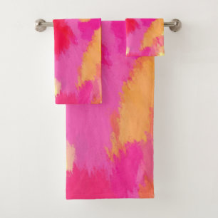 Pink, Orange and Yellow Bath Towel Set
