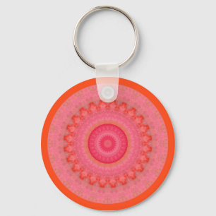 Pink, Orange and Yellow Mandala  Keychain
