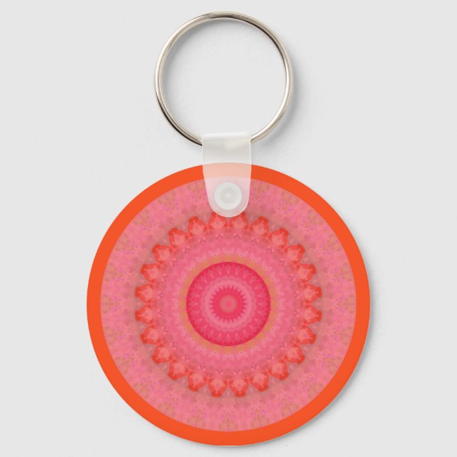  Pink, Orange and Yellow Mandala  Keychain (Front)