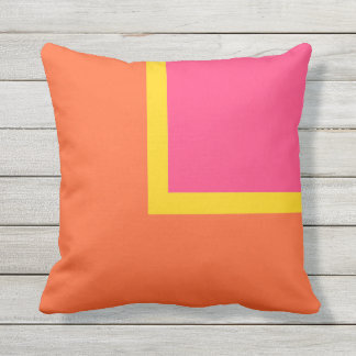 Pink, Orange and Yellow Modern Colour Block Outdoor Pillow
