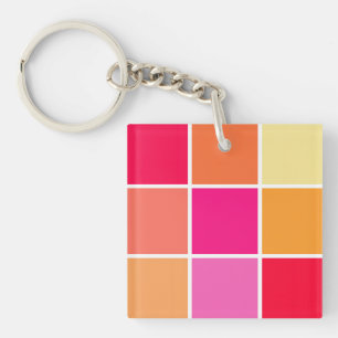 Pink, Orange and Yellow Squares Keychain
