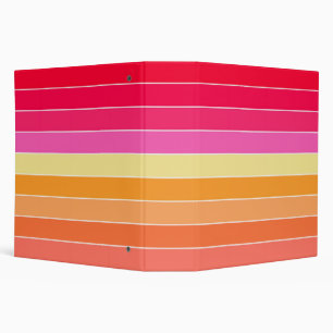 Pink, Orange and Yellow Watercolor Stripes Binder