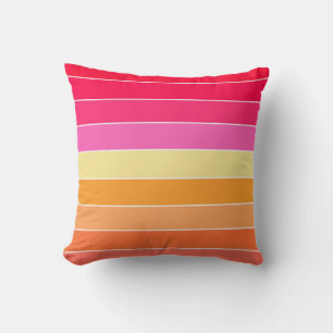 Pink, Orange and Yellow Watercolor Stripes Throw Pillow