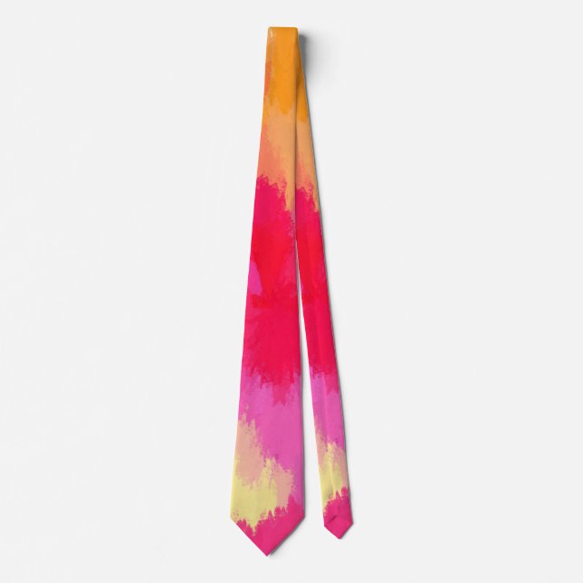 Pink, Orange and Yellow Watercolor Tie (Front)