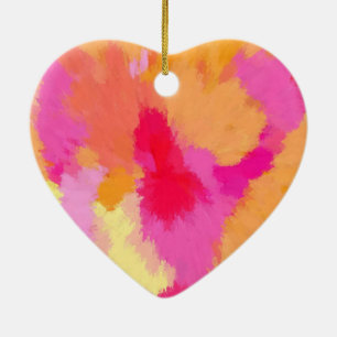 Pink, Orange and Yellow Watercolors Ceramic Ornament