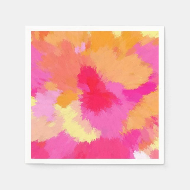 Pink, Orange and Yellow Watercolors Napkin (Front)