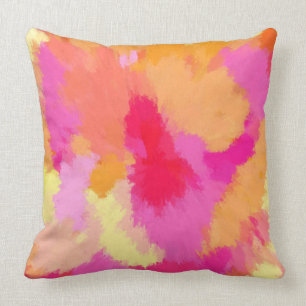 Pink, Orange and Yellow Watercolors Throw Pillow