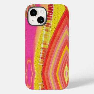 pink orange and yellow waves iPhone 14 case