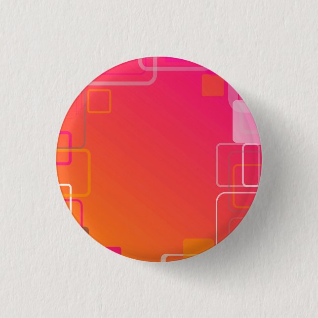Pink-orange background with colourful squares 1 inch round button (Front)