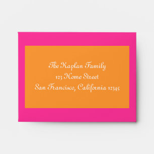 Pink Orange Bat Mitzvah RSVP Sweet 16 Birthday Envelopes