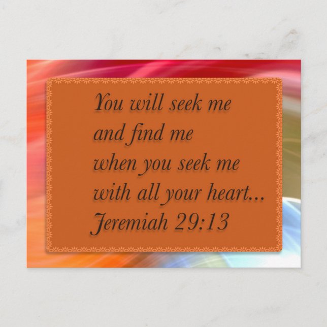 Pink Orange Blue Christian Bible Verse Postcard (Front)
