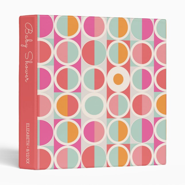 Pink Orange Blue Geometric | Baby Shower Binder (Front/Spine)