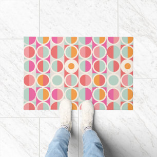 Pink Orange Blue Geometric Pattern Doormat