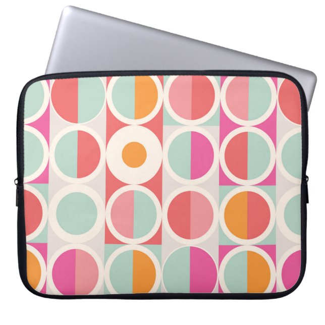 Pink Orange Blue Geometric Pattern Laptop Sleeve (Front)