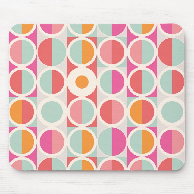 Pink Orange Blue Geometric Pattern Mouse Pad (Front)