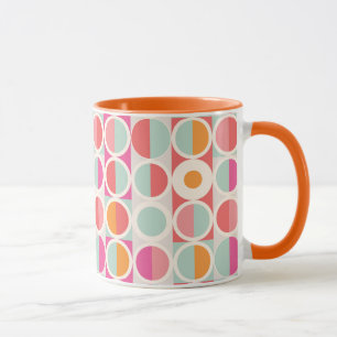 Pink Orange Blue Geometric Pattern Mug