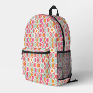Pink Orange Blue Geometric Pattern Printed Backpack