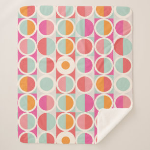 Pink Orange Blue Geometric Pattern Sherpa Blanket