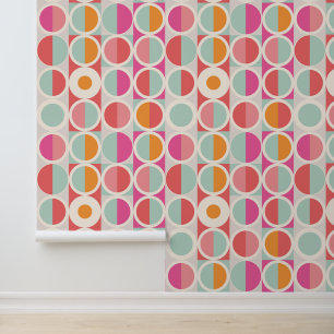 Pink Orange Blue Geometric Pattern Wallpaper