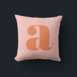 Pink Orange Bold Monogram Initial Letter Custom Throw Pillow<br><div class="desc">This throw pillow features an oversized orange initial on a soft blush pink background. The bold,  graphic letter design makes it a fun and personalized addition to a bedroom,  dorm room,  or nursery. Fully customizable with any letter. Makes a great gift for birthdays,  holidays,  or back to school.</div>