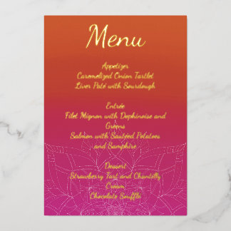 Pink & Orange Bright Ombre Mandala Wedding Menu