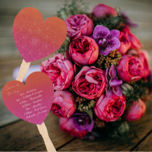 Pink & Orange Bright Ombre Mandala Wedding Program Hand Fan