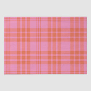 Pink Orange Chequered Plaid Gingham Tissue Paper