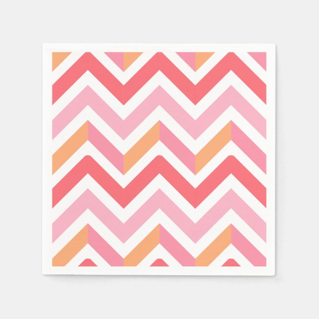 Pink Orange Chevron Geometric Summer Modern Napkin (Front)