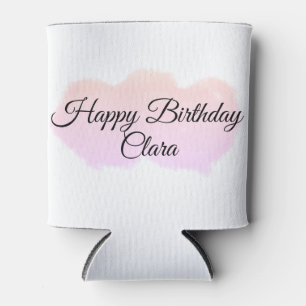 Pink orange clouds pastel happy birthday modern can cooler