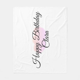 Pink orange clouds pastel happy birthday modern  fleece blanket