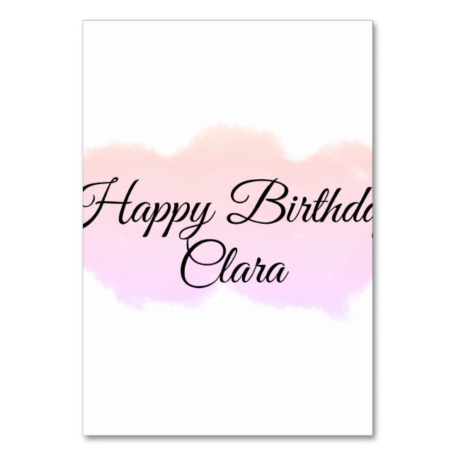 Pink orange clouds pastel happy birthday modern  table number (Front)