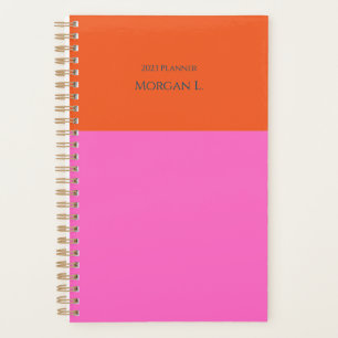 Pink & Orange Color Block Monogram Planner