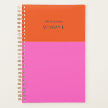 Pink & Orange Colour Block Monogram Daily Planner
