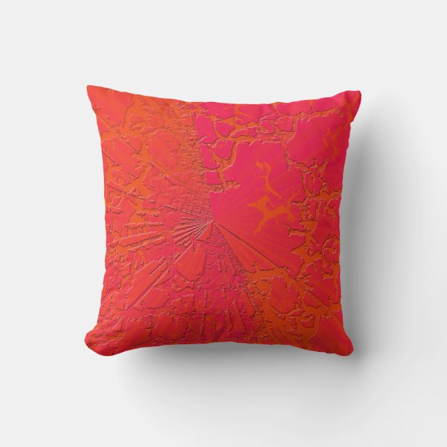 Pink Orange Croquelure Design Throw Pillow (Front)