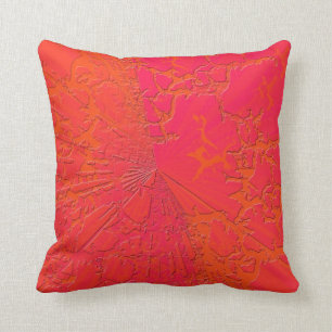 Pink Orange Croquelure Design Throw Pillow