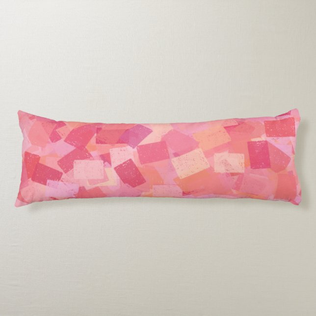 Pink Orange Cubism Abstract Pattern Body Pillow (Front)