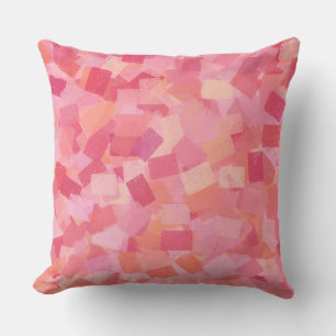 Pink Orange Cubism Abstract Pattern Throw Pillow