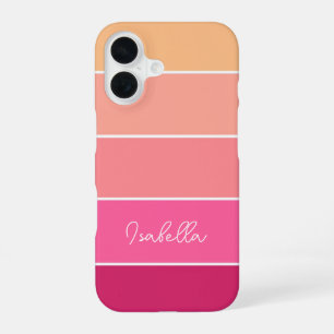 pink orange Custom Summer  Colour Block Stripes iPhone 16 Case