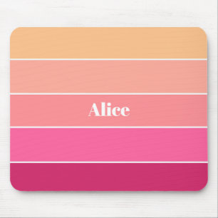 Pink Orange Custom Summer Colour Block Stripes Mouse Pad