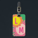 Pink Orange Daisy Flower CUSTOMIZED INITIALS   Luggage Tag<br><div class="desc">Get ready for your vacation with this cheerful luggage tag - you can add your contact details to the other side or select a single sided design. Hand drawn design by me for you! Change the colour or font of the lettering as you like. Check my shop for more patterns...</div>