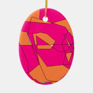Pink Orange Digital Painting, Kids Art Ceramic Ornament