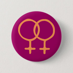 Pink/Orange Double Female 2 Inch Round Button