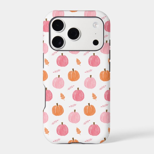 Pink Orange Fall Pumpkin Leaves Pattern (Back)